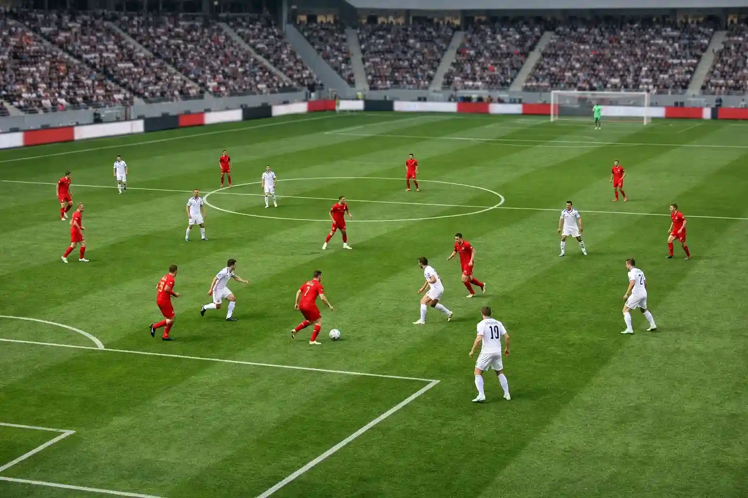 Bundesliga-Spiel mit Spielern auf dem Rasen
